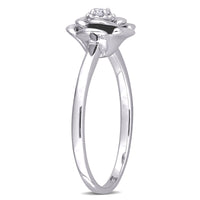 0.05 Ct Round Cut White Diamond 14k White Gold Over Accent Flower Solitaire Ring On 925 Sterling Silver