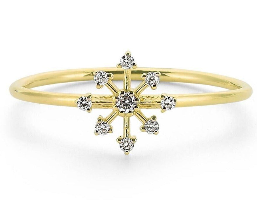 Ct Round Cut Diamond Flower Promise Ring For Girls 14k Gold Yellow Gold Finish On 925 Sterling Silver