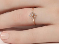 0.07 Ct Round Cut Diamond Flower Promise Ring For Girls 14k Gold Yellow Gold Finish On 925 Sterling Silver