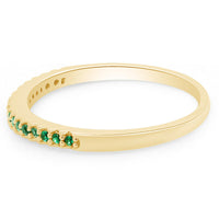 0.12 Ct Round Cut Emerald Diamond 14K Yellow Gold Over Anniversary Band Ring 925 Sterling Silver