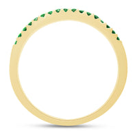 0.12 Ct Round Cut Emerald Diamond 14K Yellow Gold Over Anniversary Band Ring 925 Sterling Silver