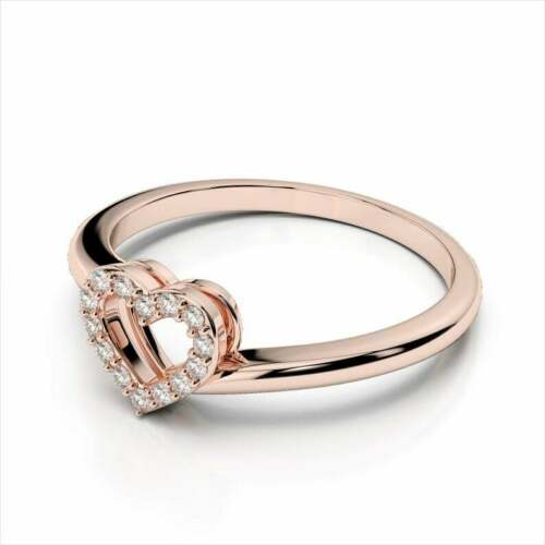 0.20 Ct Round Cut Diamond Engagement Wedding Ring 14K Solid Rose Gold Finish 925 Sterling Silver