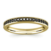 0.25 Ct Black Diamond 14k Yellow Gold Finish Pave Eternity Wedding Band Ring 925 Sterling Silver