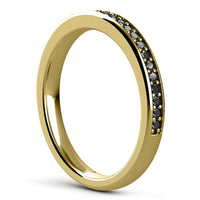 0.25 Ct Round Cut Black Diamond 14k Yellow Gold Finish Eternity Wedding Anniversary Band Ring 925 Sterling Silver