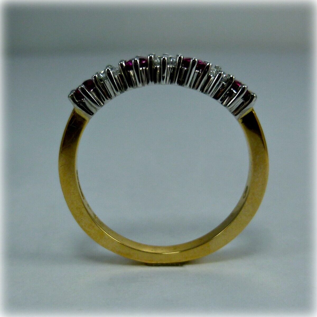0.50 Ct Round Cut Diamond Red Ruby 14K Yellow & White Gold Over Engagement Ring 925 Sterling Sliver