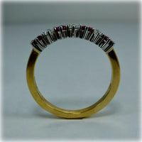 0.50 Ct Round Cut Diamond Red Ruby 14K Yellow & White Gold Over Engagement Ring 925 Sterling Sliver
