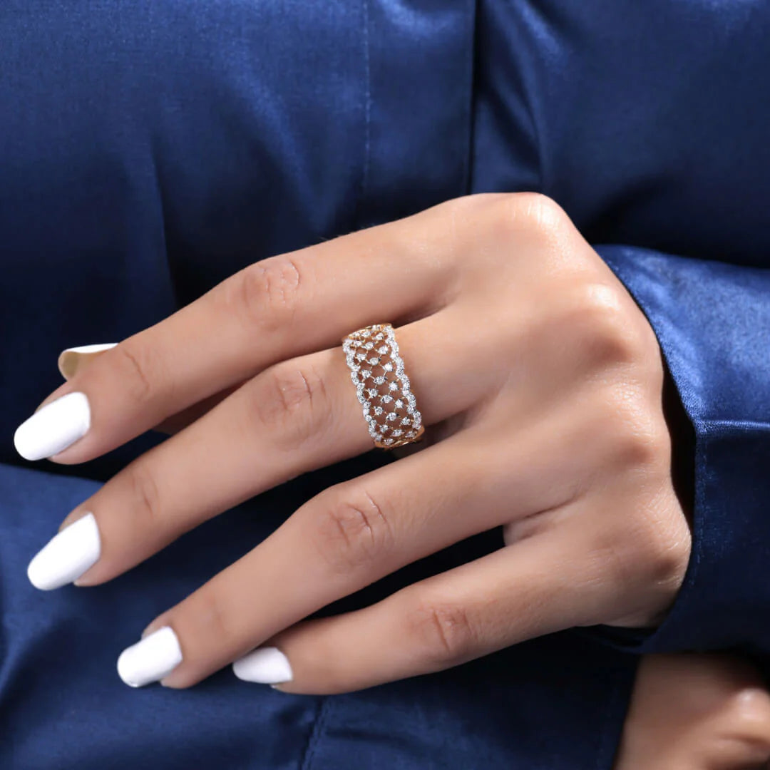 925 Sterling Silver Round Cut CZ Band ring for womens