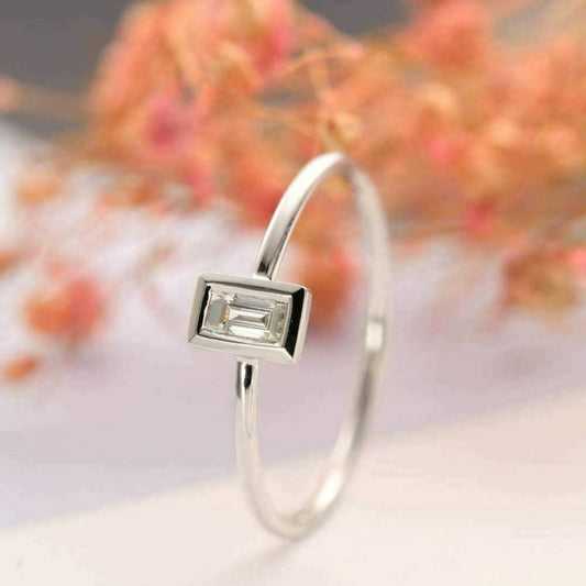 1 Ct Emerald Cut Diamond 14K White Gold Finish Engagement Solitaire Ring 925 Sterling Silver