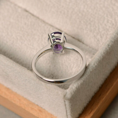 1.50 Ct Oval Cut Amethyst Diamond Engagement Wedding Ring 14K White Gold Over 925 Sterling Silver