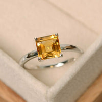 1.50 Ct Princess Citrine Yellow Diamond 14K White Gold Over Anniversary Solitaire Ring 925 Sterling Silver