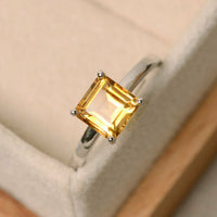 1.50 Ct Princess Citrine Yellow Diamond 14K White Gold Over Anniversary Solitaire Ring 925 Sterling Silver