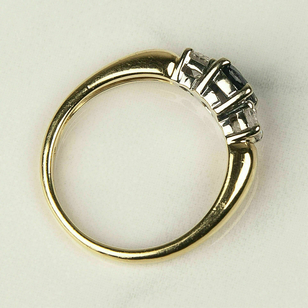 1.5 Ct Round Cut Blue Sapphire Three Stone Wedding & Anniversary Ring 14K Yellow Gold Over