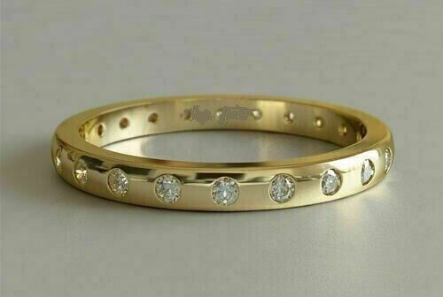 1.50 Ct Round Cut Diamond 14K Yellow Gold Plated Eternity Wedding Solitaire Halo Ring 925 Sterling Silver - atjewels.in