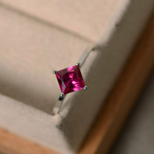 1 Ct Pink Sapphire  14K White Gold Over Solitaire Engagement Wedding Ring