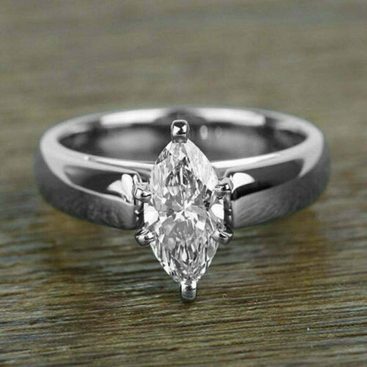 1 Ct Marquise Cut Diamond Engagement Promise Ring 14k White Gold Over 925 Sterling Silver