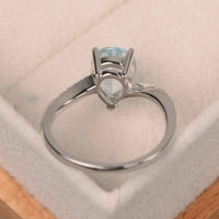 14k White Gold Over On 925 Sterling Silver 1.50 Ct Pear Cut Aquamarine & Diamond Solitaire W/Accetnts Engagement Wedding Ring