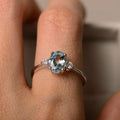 1.5 Ct Oval Cut Aquamarine & Diamond Promise Ring 14k White Gold Over 925 Sterling Silver