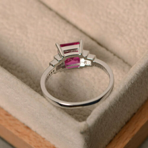 2 Ct Princess Cut Ruby Diamond Engagement Proposal Womens Ring 14K White Gold Over