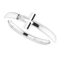 0.15 Ct Round Cut Diamond14K White Gold Finish Youth Sideways Cross Promise Ring 925 Sterling Silver