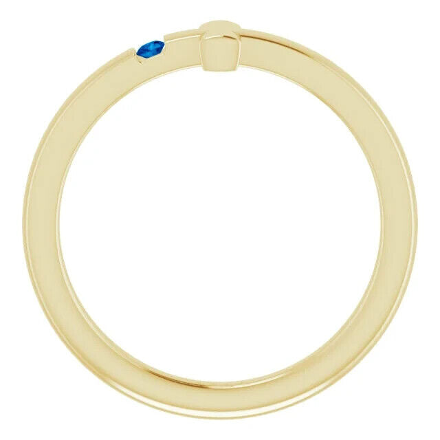 1 Ct Round Cut Blue Sapphire Diamond 14K Yellow Gold Finish Youth Sideways Cross Ring 925 Sterling Silver