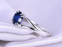 1 CT Round Cut Blue Sapphire 14k White Gold Over on 925 Sterling Silver Solitaire Promise Ring