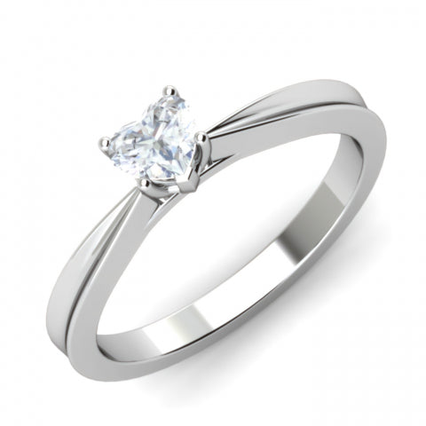Ct Heart Cut Diamond 14K White Gold Over Wedding Anniversary Solitaire  Ring 925 Sterling Silver
