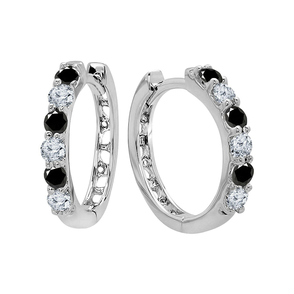 Moonlight Petite Hoop Earrings with Pavé Black Diamonds in 18K White Gold -  Kwiat