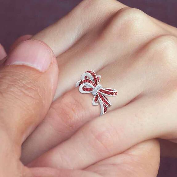 1 Ct Round Cut Red & White Diamond 14K White Gold Finish Merry Christmas Promise Ring 925 Sterling Silver