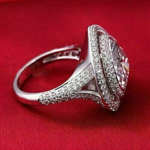 2.00Ct Heart Cut Diamond14k White Gold Over Engagement Wedding Halo Ring Womens 925 Sterling Silver