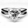 2.00 Ct White Heart Cut Diamond 14K White Gold Over 925 Sterling Silver Engagement Wedding Ring