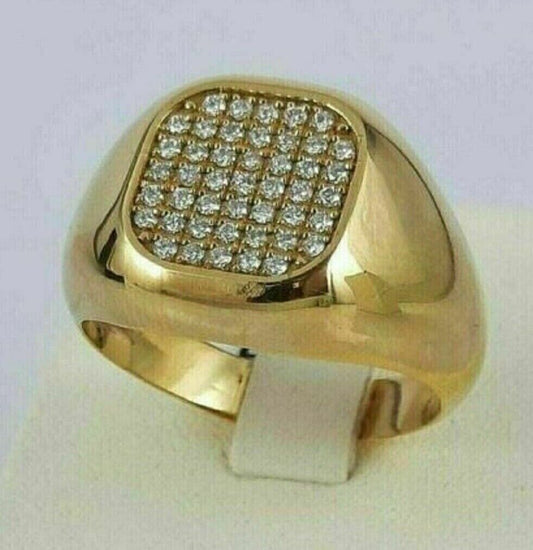 2.0 Ct Round Cut Diamond 14K Yellow Gold Over Cluster Engagement Wedding Ring 925 Sterling Silver