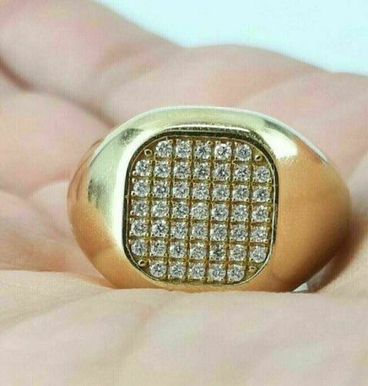 2.0 Ct Round Cut Diamond 14K Yellow Gold Over Cluster Engagement Wedding Ring 925 Sterling Silver