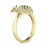 2.45Ct Round Cut Diamond 14K Yellow Gold Finish Pineapple Design Anniversary Ring 925 Sterling Silver