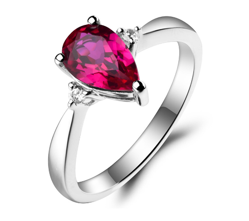 2 Ct Pear Cut Shape Pink Sapphire & Diamond Gift Ring 14K White Gold Finish 925 Sterling Silver