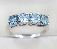 2Ct Round Cut Blue Aquamarine Diamond 14K White Gold Finish Anniversary Wedding Band Ring For Women On 925 Sterling Silver