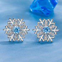 2 Ct Round Cut Blue Aquamarine Diamond 14K White Gold Finish Merry Christmas Stud Earrings 925 Sterling Silver Womens