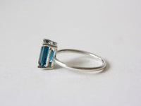 2 Ct Emerald Cut London Blue Topaz  14k White Gold Over  On 925 Sterling Silver Solitaire Engagement Ring