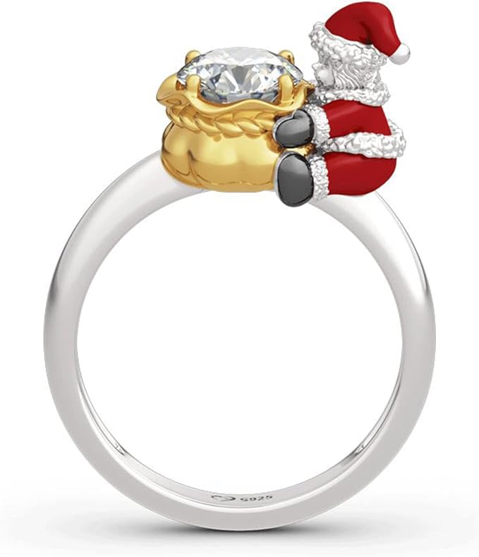 2 Ct Round Cut Diamond 14K White & Yellow Gold Over Welcome Jeulia Hug Christmas Anniversary Ring 925 Sterling Silver