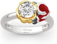 2 Ct Round Cut Diamond 14K White & Yellow Gold Over Welcome Jeulia Hug Christmas Anniversary Ring 925 Sterling Silver