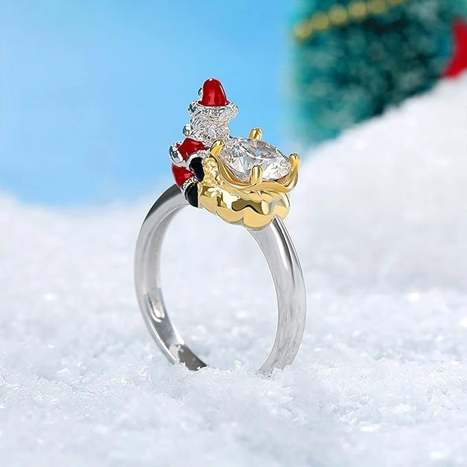 2 Ct Round Cut Diamond 14K White & Yellow Gold Over Welcome Jeulia Hug Christmas Anniversary Ring 925 Sterling Silver
