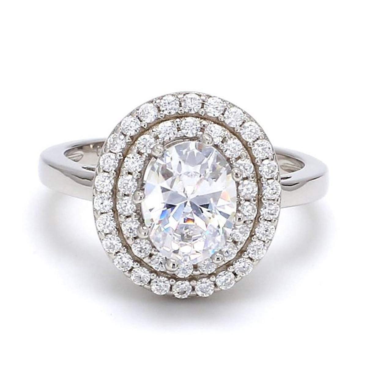2 Ct Round Cut Diamond 14k White Gold Over Solitaire Wedding Engagement Halo Band Ring for Womens On 925 Sterling Silver