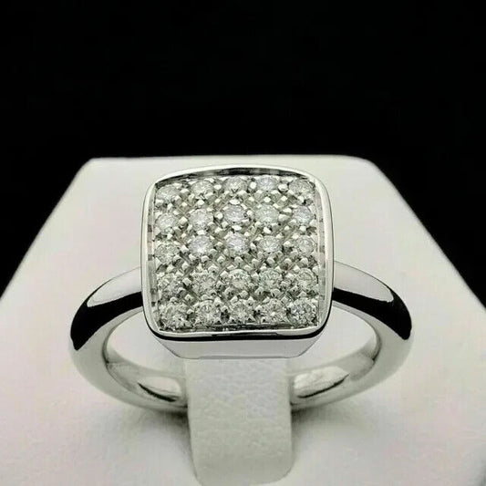 2Ct Round Cut Simulated Diamond Cluster Women's Promise Ring On 14K White Gold Plated 925 Sterling Silver