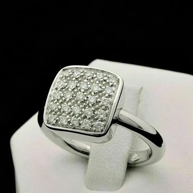 2Ct Round Cut Simulated Diamond Cluster Women's Promise Ring On 14K White Gold Plated 925 Sterling Silver