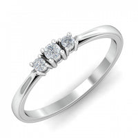 2Ct Round Cut Simulated Diamond 3Stone Engagement Ring 14k White Gold Over