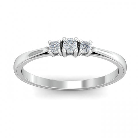 2Ct Round Cut Simulated Diamond 3Stone Engagement Ring 14k White Gold Over