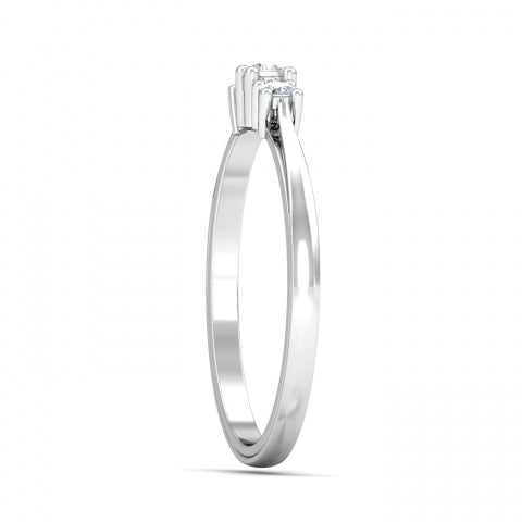 2Ct Round Cut Simulated Diamond 3Stone Engagement Ring 14k White Gold Over
