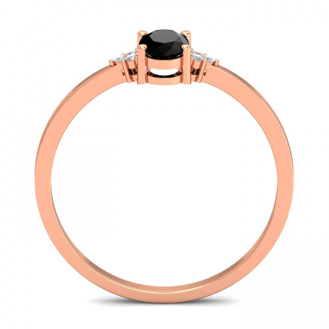 2Ct Oval Cut Black Onix/Diamond 3Stone Engagement Wedding Women Ring 14k Rose Gold Over