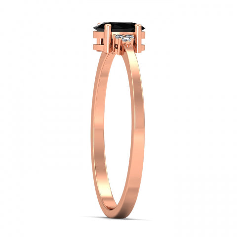 2Ct Oval Cut Black Onix/Diamond 3Stone Engagement Wedding Women Ring 14k Rose Gold Over