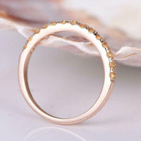 2Ct Round Cut Yellow Citrine Wedding Band Ring 14k Rose Gold Over Plated on 925 Sterling Silver