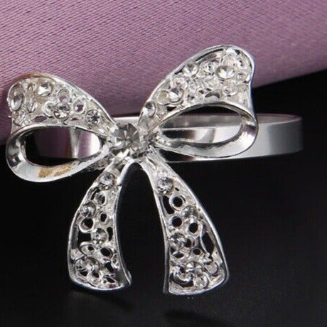 1 Ct Round Cut Diamond 14K White Gold Over Bowknot Napkin Promise Christmas Ring 925 Sterling Silver